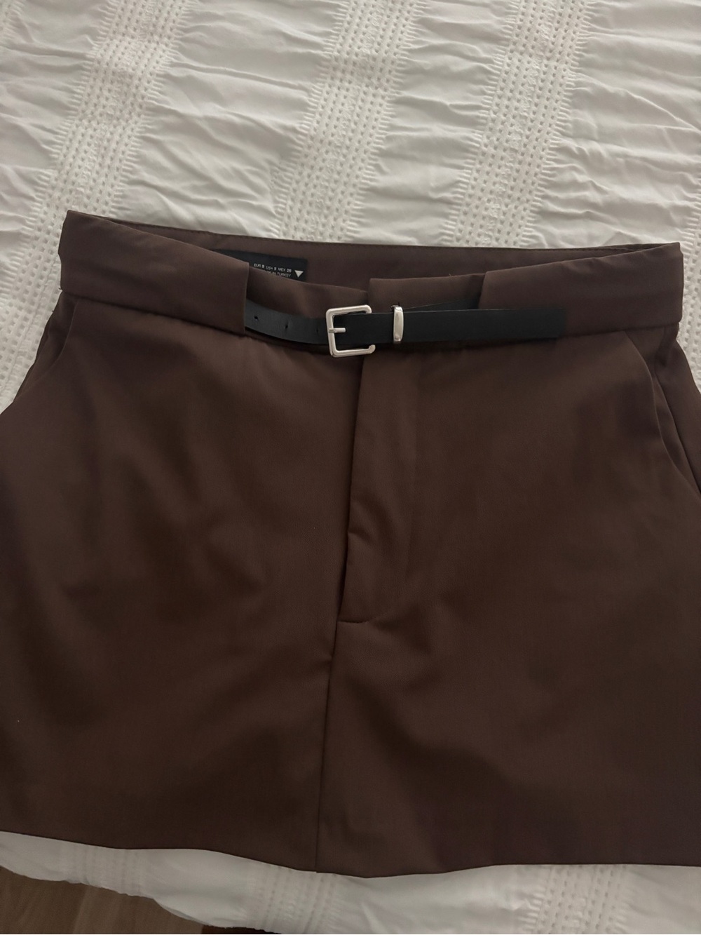 Zara Dark Brown Mini Skort with Black Belt